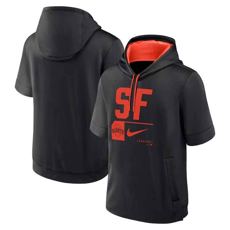 Men's San Francisco Giants Black Tri Code Lockup Short Sleeve Pullover Hoodie